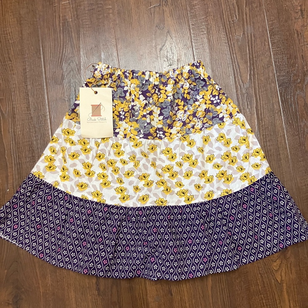 White and Yellow Tiered handmade skirt
